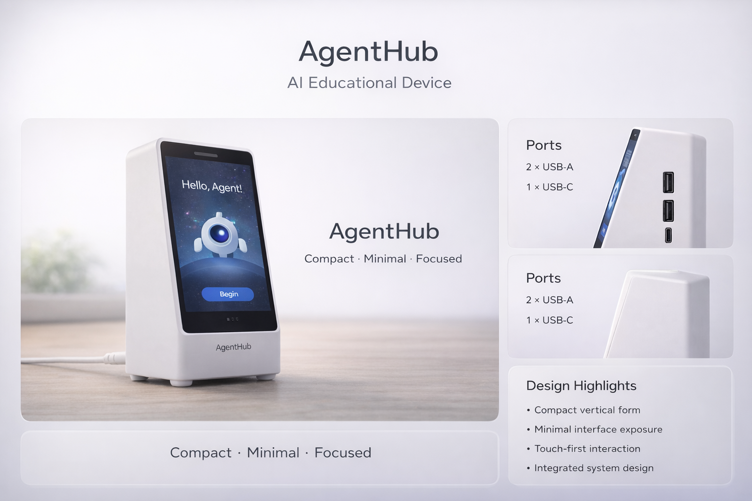 AgentHub product render showing a web-based AI kit concept