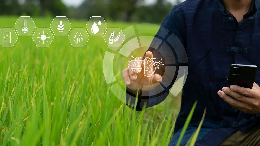 AI agriculture monitoring and irrigation concept